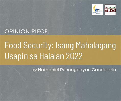 Food Security: Isang Mahalagang Usapin sa Halalan 2022.